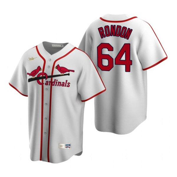 Mens St. Louis Cardinals #64 Jose Rondon Nike White Cooperstown Collection Jersey