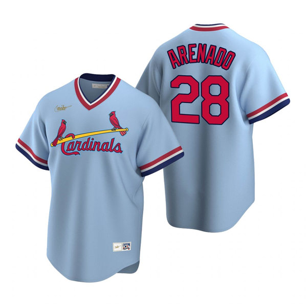 Mens St. Louis Cardinals #28 Nolan Arenado Nike Light Blue Pullover Cooperstown Collection Jersey