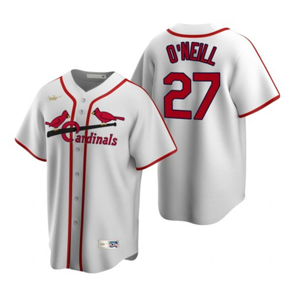 Mens St. Louis Cardinals #27 Tyler O'Neill Nike White Cooperstown Collection Jersey