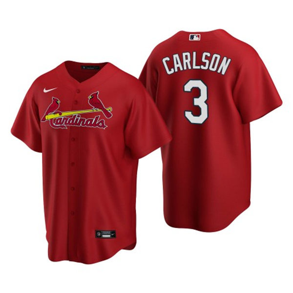 Mens St. Louis Cardinals #3 Dylan Carlson Nike Red Alternate Cool Base Jersey 