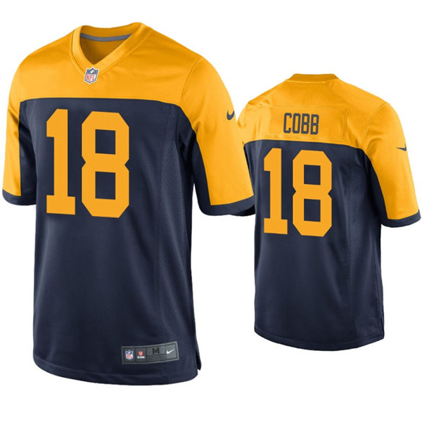 Mens Green Bay Packers #18 Randall Cobb Nike Navy Gold Throwback Limited Jersey