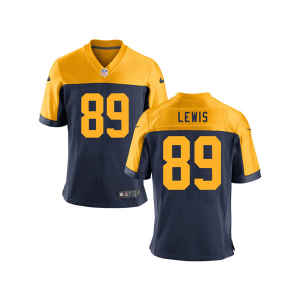 Mens Green Bay Packers #89 Marcedes Lewis Nike Navy Gold Throwback Limited Jersey
