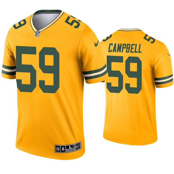 Mens Green Bay Packers #59 De'Vondre Campbell Nike Gold Inverted Legend Jersey