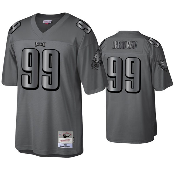 Mens Philadelphia Eagles #99 Jerome Brown Mitchell&Ness Throwback Charcoal Metal Legacy Jersey
