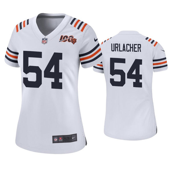 Womens Chicago Bears Retired Player #54 Brian Urlacher Nike White Alternate 100th Season Classic Jersey