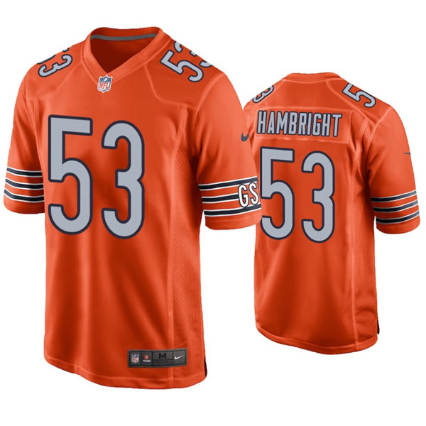 Mens Chicago Bears #53 Arlington Hambright Nike Orange Alternate Untouchable Limited Jersey