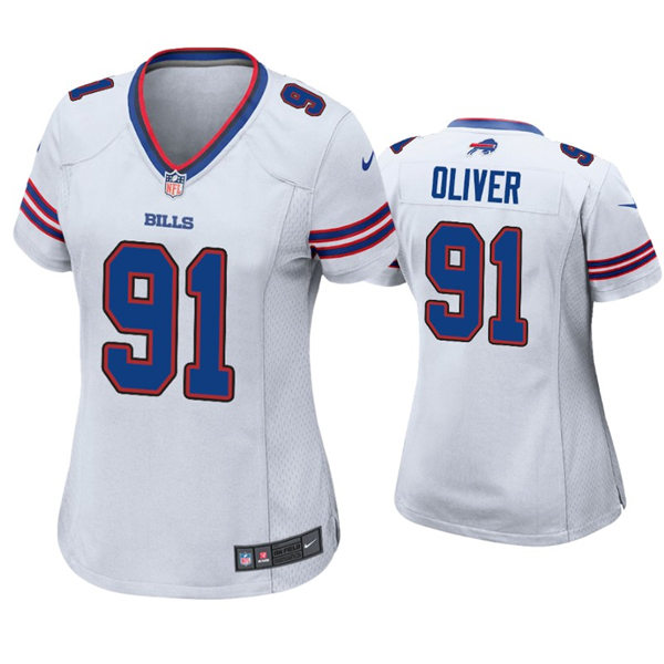 Womens Buffalo Bills #91 Ed Oliver Nike White Limited Jersey