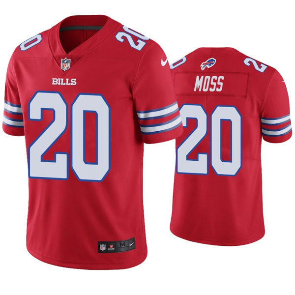 Mens Buffalo Bills #20 Zack Moss Nike Red Color Rush Vapor Limited Player Jersey
