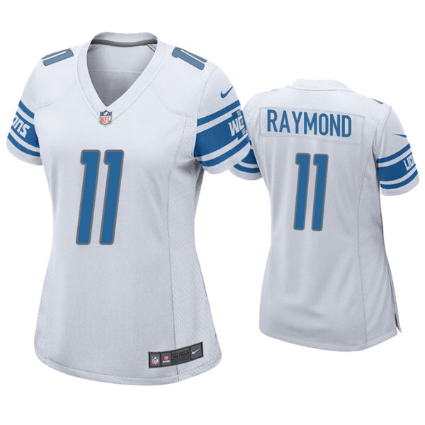 Womens Detroit Lions #11 Kalif Raymond Nike White Limited Jersey 