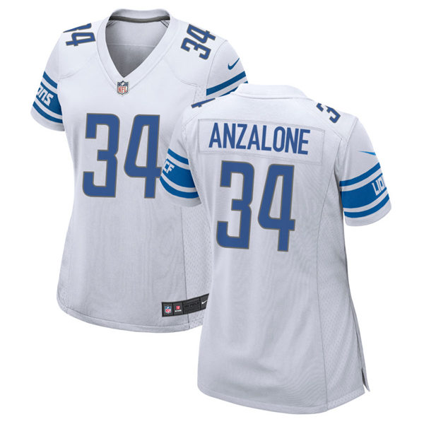 Womens Detroit Lions #34 Alex Anzalone Nike White Limited Jersey 