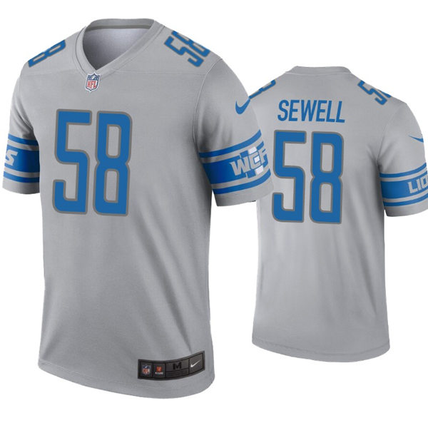Mens Detroit Lions #58 Penei Sewell Nike Gray Inverted Legend Jersey