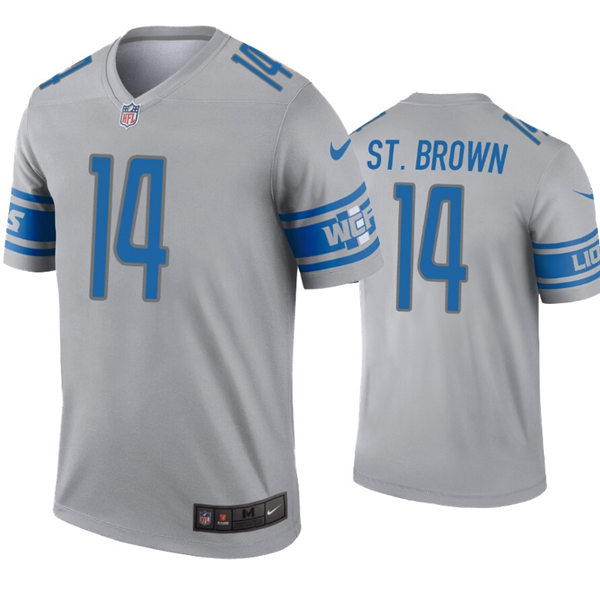 Mens Detroit Lions #14 Amon-Ra St. Brown Nike Gray Inverted Legend Jersey