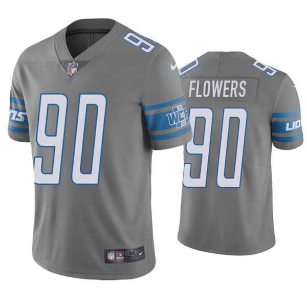 Mens Detroit Lions #90 Trey Flowers Nike Silver Color Rush Limited Player Jersey