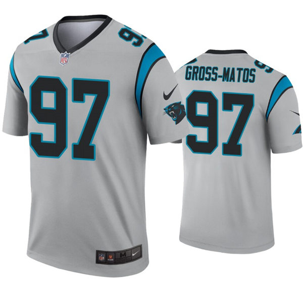 Mens Carolina Panthers #97 Yetur Gross-Matos Nike Grey Inverted Legend Jersey