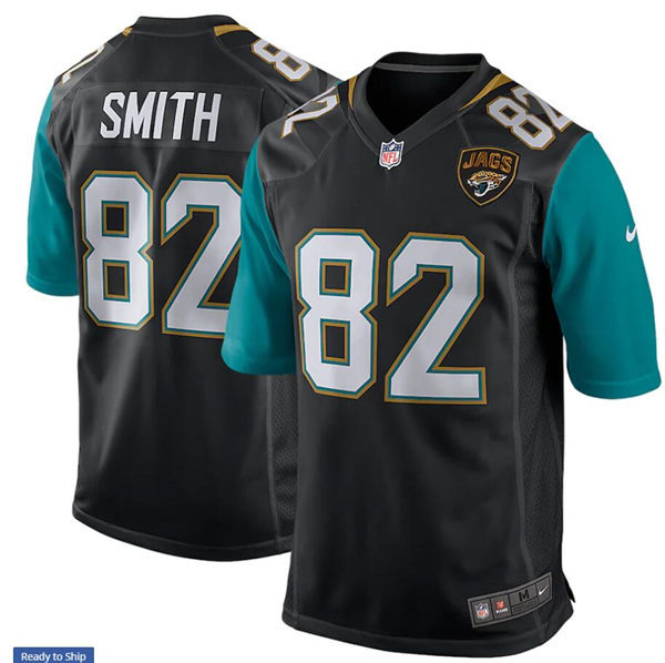 Mens Jacksonville Jaguars Retired Player #82 Jimmy Smith Nike Black Teal Game Jersey