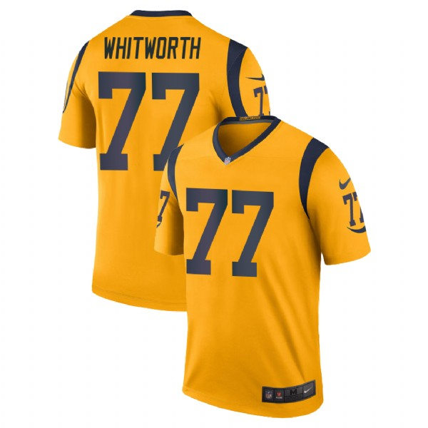 Mens Los Angeles Rams #77 Andrew Whitworth Nike Gold Color Rush Limited Jersey