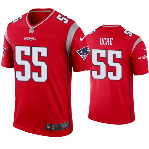 Mens New England Patriots #55 Josh Uche Nike Red Inverted Legend Jersey