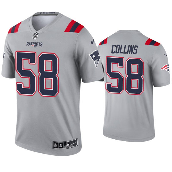 Mens New England Patriots #58 Jamie Collins Nike 2021 Gray Inverted Legend Jersey