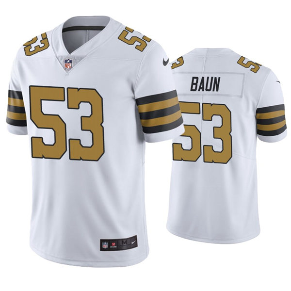 Mens New Orleans Saints #53 Zack Baun Nike White Color Rush Legend Player Jersey