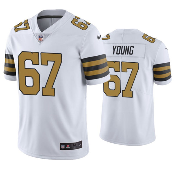 Mens New Orleans Saints #67 Landon Young Nike White Color Rush Legend Player Jersey