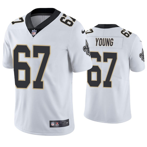 Mens New Orleans Saints #67 Landon Young Nike White Vapor Untouchable Limited Jersey 