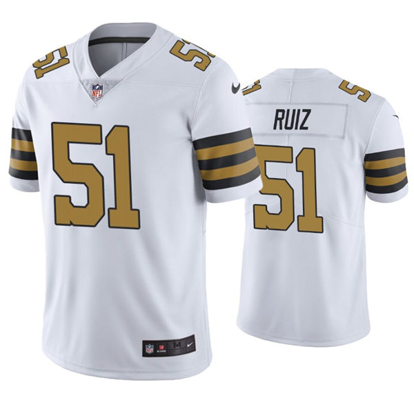 Mens New Orleans Saints #51 Cesar Ruiz Nike White Color Rush Legend Player Jersey