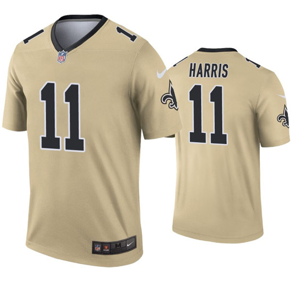 Mens New Orleans Saints #11 Deonte Harris Nike Gold Inverted Legend Jersey