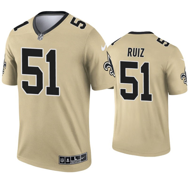 Mens New Orleans Saints #51 Cesar Ruiz Nike Gold Inverted Legend Jersey