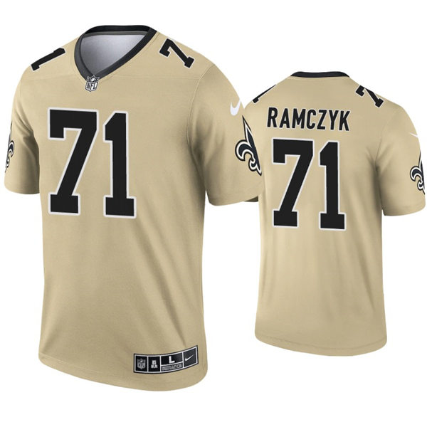 Mens New Orleans Saints #71 Ryan Ramczyk Nike Gold Inverted Legend Jersey 