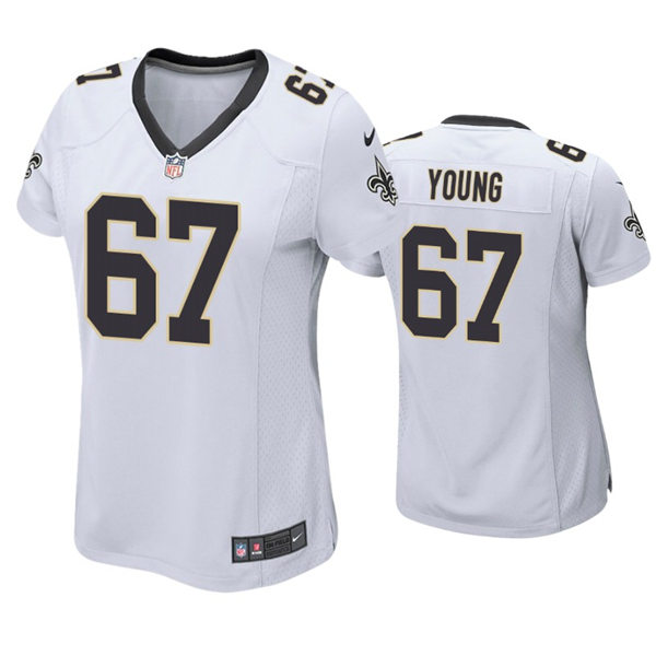Womens New Orleans Saints #67 Landon Young Nike White Limited Jersey