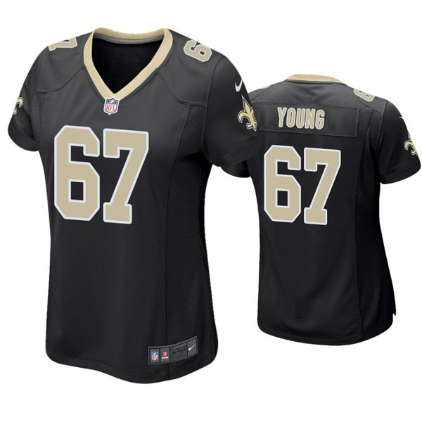 Womens New Orleans Saints #67 Landon Young Nike Black Limited Jersey 