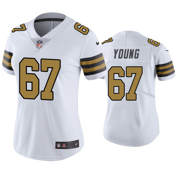 Womens New Orleans Saints #67 Landon Young Nike White Color Rush Jersey