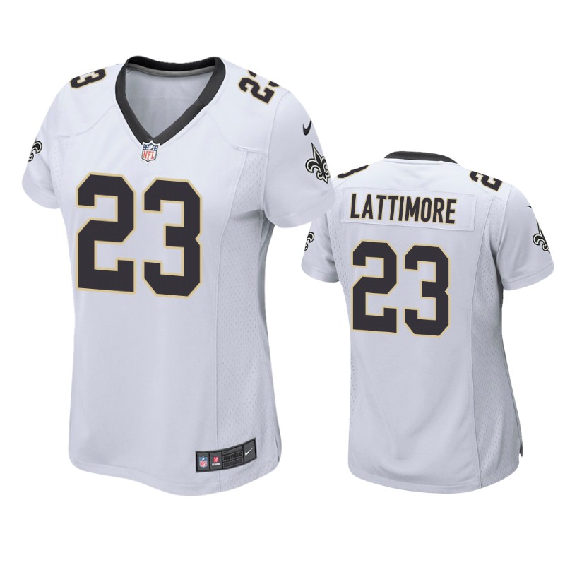 Womens New Orleans Saints #23 Marshon Lattimore Nike White Limited Jersey