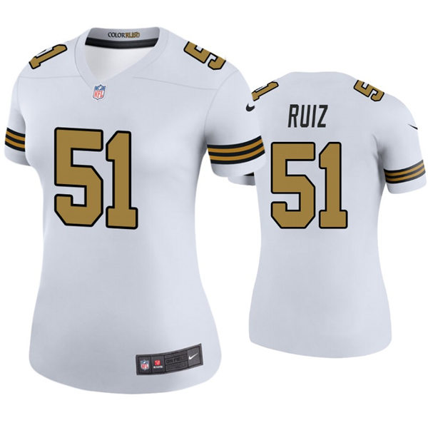 Womens New Orleans Saints #51 Cesar Ruiz Nike White Color Rush Jersey