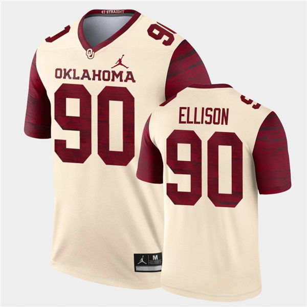 Men Oklahoma Sooners #90 Josh Ellison Jordan Brand Cream Alternate Legend Football Jersey