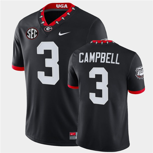 Mens Georgia Bulldogs #3 Tyson Campbell Nike Black Alternate Mascot 100th Anniversary College Football Game Jersey 