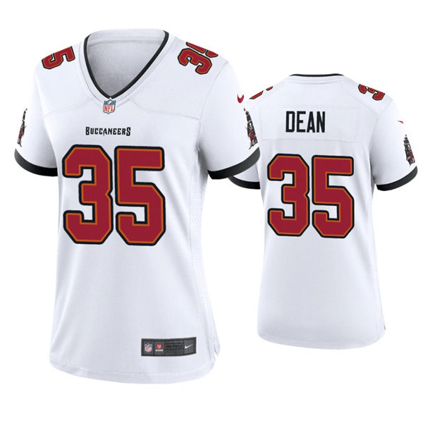 Womens Tampa Bay Buccaneers #35 Jamel Dean Nike White Limited Jersey
