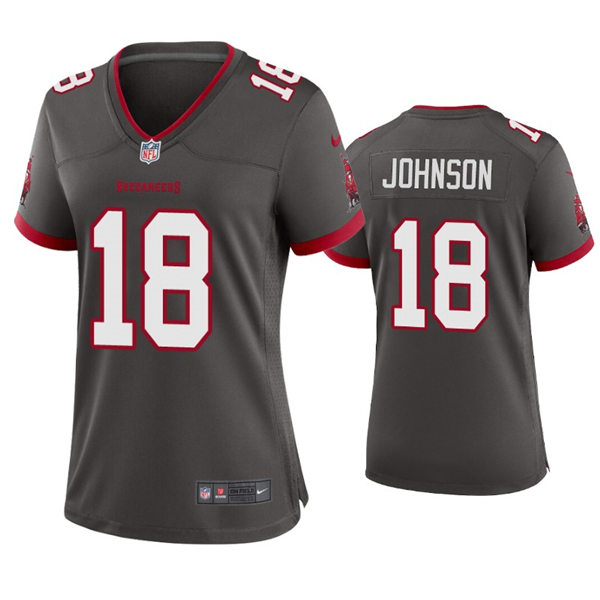 Womens Tampa Bay Buccaneers #18 Tyler Johnson Nike Pewter Alternate Limited Jersey