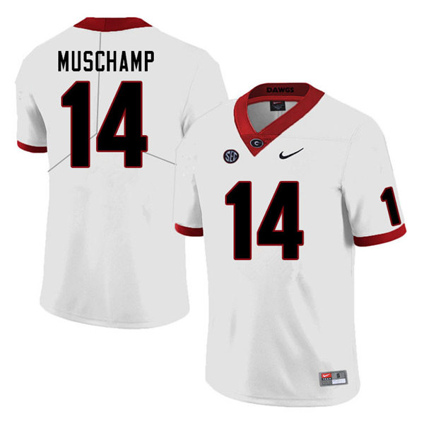 Mens Georgia Bulldogs #14 Jackson Muschamp Nike White College Football Game jersey