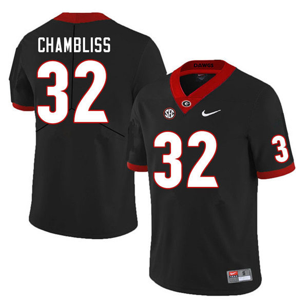 Mens Georgia Bulldogs #32 Chaz Chambliss Nike Black College Football Game jersey