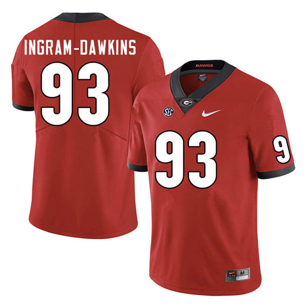 Mens Georgia Bulldogs #93 Tyrion Ingram-Dawkins Nike Red Home College Football Game jersey