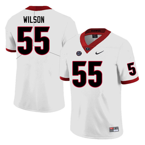 Mens Georgia Bulldogs #55 Jared Wilson Nike White College Football Game jersey