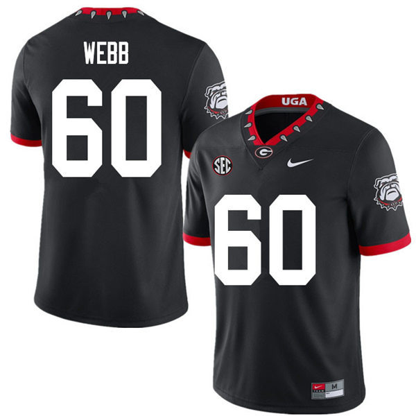 Mens Georgia Bulldogs #60 Clay Webb Nike Black Alternate Mascot 100th Anniversary College Football Game Jersey 