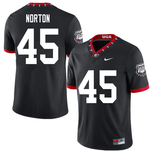 Mens Georgia Bulldogs #45 Bill Norton Nike Black Alternate Mascot 100th Anniversary College Football Game Jersey 