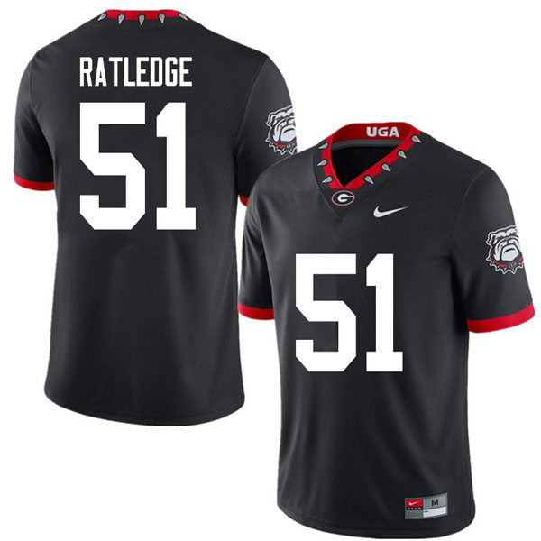 Mens Georgia Bulldogs #51 Tate Ratledge Nike Black Alternate Mascot 100th Anniversary College Football Game Jersey