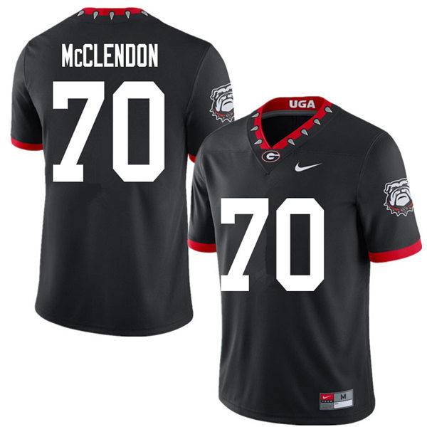 Mens Georgia Bulldogs #70 Warren McClendon Nike Black Alternate Mascot 100th Anniversary College Football Game Jersey 