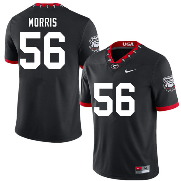 Mens Georgia Bulldogs #56 Micah Morris Nike Black Alternate Mascot 100th Anniversary College Football Game Jersey 