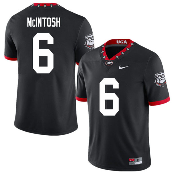 Mens Georgia Bulldogs #6 Kenny McIntoshNike Black Alternate Mascot 100th Anniversary College Football Game Jersey 
