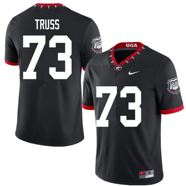 Mens Georgia Bulldogs #73 Xavier Truss Nike Black Alternate Mascot 100th Anniversary College Football Game Jersey 