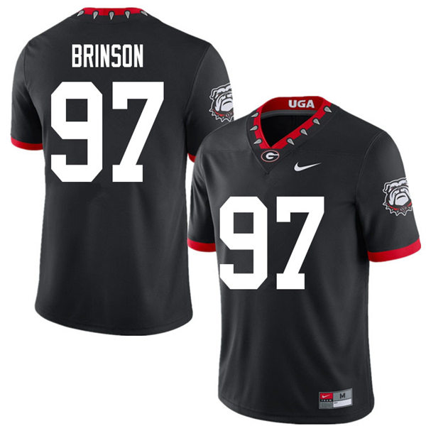 Mens Georgia Bulldogs #97 Warren Brinson Nike Black Alternate Mascot 100th Anniversary College Football Game Jersey